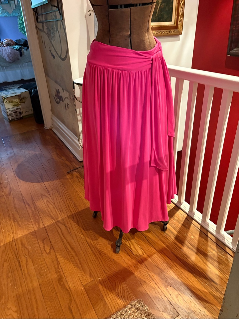 Anthropologie Hot Pink Ribbed skirt fun to wear, flowy